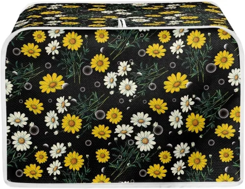 Vista 33 de Talayituse Cubierta para tostadora con estampado de flores de gato, ranura ancha de 2 rebanadas, cubierta ligera para tostadora, protección contra
