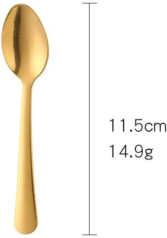 Vista 8 de Juego de 12 cucharas de café Demitasse de acero inoxidable, mini cuchara de 4.5 pulgadas, pequeñas cucharas de espresso para café, azúcar, postre