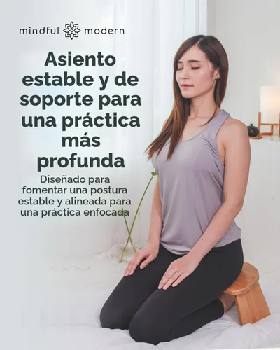 Vista 7 de Mindful Modern Banco de meditación plegable – Taburete arrodillado de bambú con bisagras magnéticas de bloqueo, silla Seiza de oración con almohada