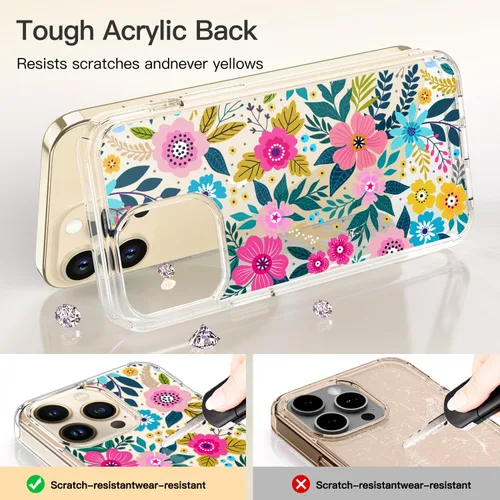 Vista 3 de IICEDIO Funda para iPhone 13 Pro Max con protector de pantalla, ajuste delgado, transparente, con diseños de moda para niñas y mujeres, funda