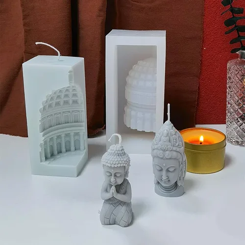 Vista 5 de Grainrain Moldes de velas 3D Buddha molde de jabón de silicona DIY Craft moldes hechos a mano para hacer velas (LZ-319)