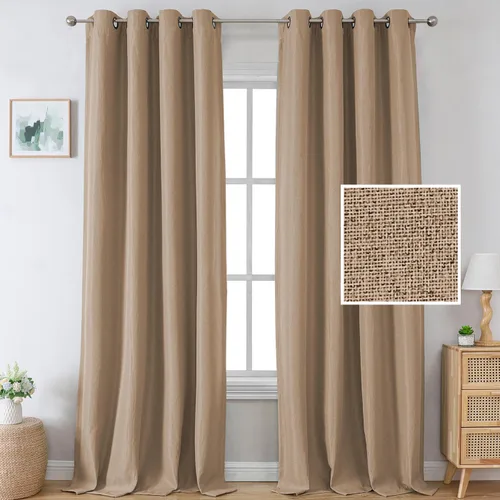 Vista 17 de H.VERSAILTEX Cortinas opacas de lino de 63 pulgadas de largo con aislamiento térmico para oscurecer la habitación, cortinas de lino con textura