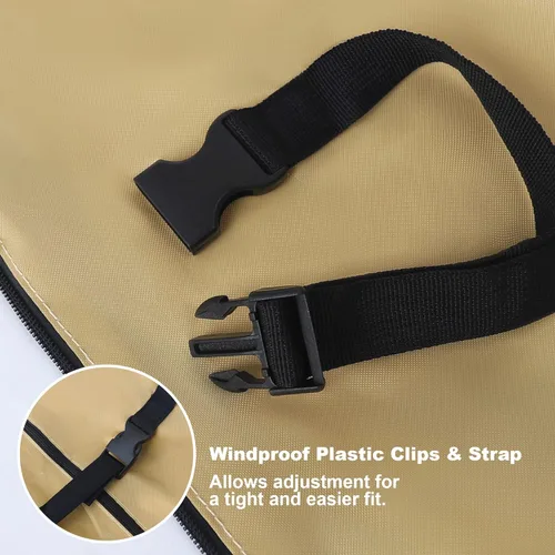 Vista 5 de Cubierta para sombrilla de patio, fundas impermeables para sombrilla de 7 a 9 pies, para exteriores, con varilla de empuje, beige