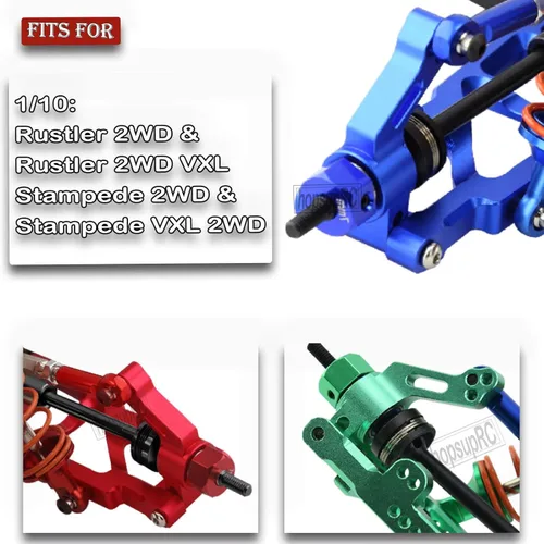 Vista 2 de Big Bore RC Shocks - Piezas de mejora para 1/10 Rustler/Stampede 2WD, Brazo A de Aluminio y Bloque de Caster y Bloques de Dirección y Portadores