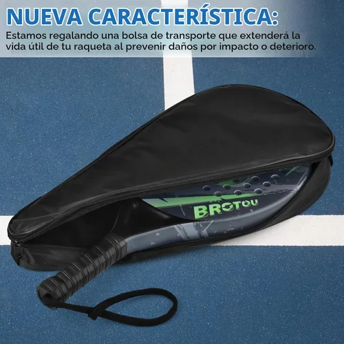 Vista 5 de BROTOU Padel Tennis Racket Carbon Fiber Surface with Carry Bag