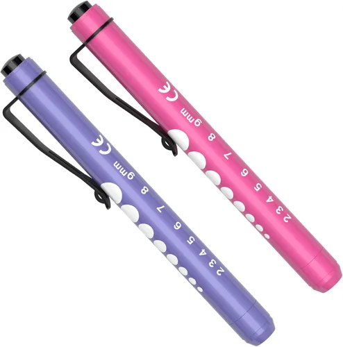 Vista 12 de RISEMART Linternas tipo bolígrafo para enfermeras, paquete de 2 linternas médicas reutilizables con medidor de pupila y regla, linterna LED de luz