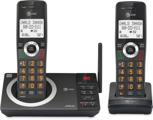 Vista 23 de AT&T DECT 6.0 Teléfono doméstico con cable o inalámbrico con 1 auricular y contestador, bloqueador de llamadas inteligente, identificación