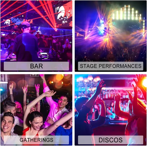 Vista 6 de Luz láser de cabeza móvil, luces láser DJ 12LEDs 150W RGBW Beam Light,Control DMX con 16CH/64CH y sonido activado para fiesta