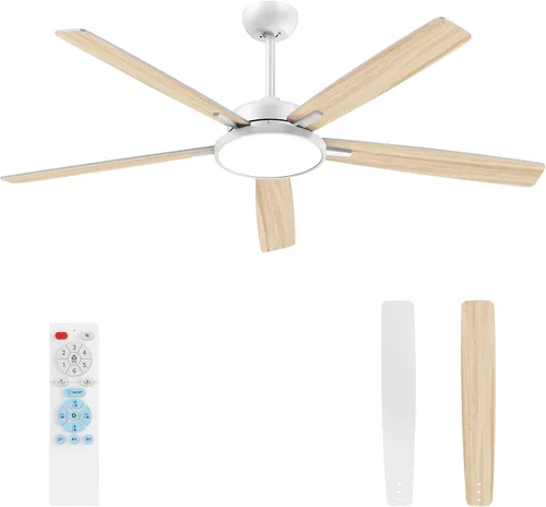 Vista 17 de TALOYA Ventiladores de techo con luces y control remoto, ventilador de techo de perfil bajo de 46 pulgadas con luz, montaje al ras, reversible, Negro