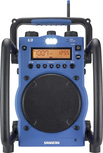 Vista 2 de Sangean radio digital recargable con AM/FM-RBDS/alerta climática/Bluetooth/Aux in ultra fuerte Azul/Negro