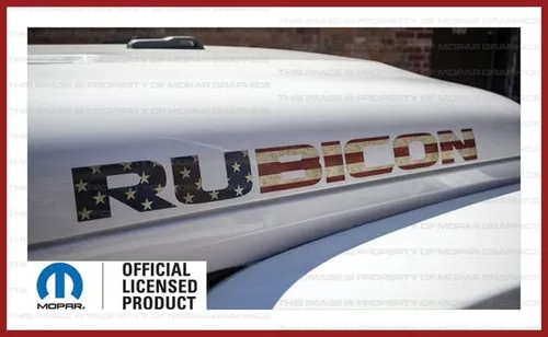 Rubicon - Calcomanías gráficas para capó para Jeep Wrangler JK Rubicon (2007-2018), bandera de Estados Unidos envejecida (juego de 2) FJ5S8