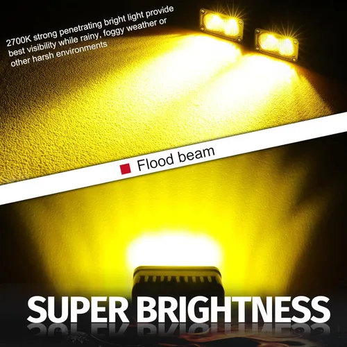 Vista 4 de Cápsulas LED ámbar, 2 unidades de luz de conducción de 40 W y 3 pulgadas, luz antiniebla ámbar, impermeable, para parachoques todoterreno, cubo