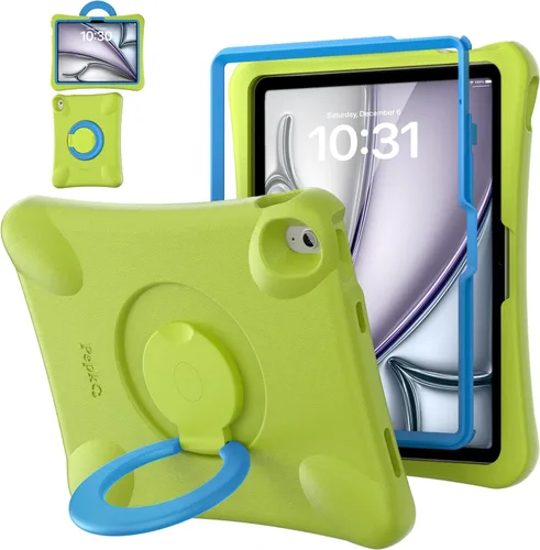Vista 9 de Pepkoo Funda para iPad Air de 13 pulgadas para niños con soporte giratorio de 360°, funda de mango de EVA a prueba de golpes para iPad Air de 13