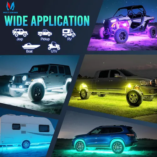 Vista 6 de MICTUNING C1 4 Pods RGBW LED Rock Lights – Kit de luces de neón subterráneas multicolor con controlador Bluetooth, modo de música