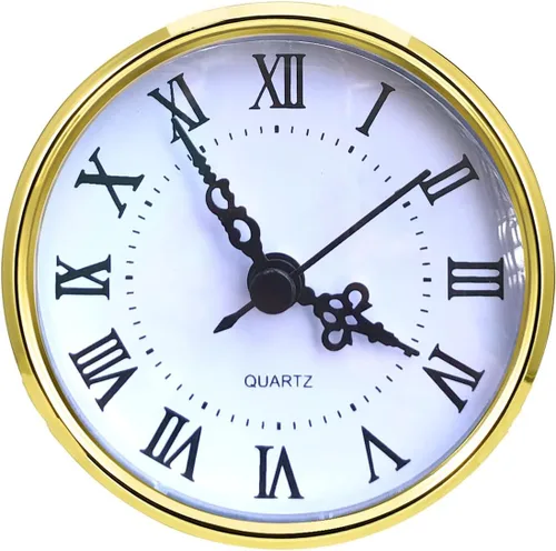 Vista 10 de HILLHOME Mini reloj de cuarzo con inserción de 2.8 pulgadas (2.756 in), movimiento de cuarzo redondo, reloj en miniatura, esfera blanca, números