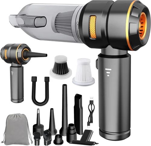 Aspiradora de mano inalámbrica para automóvil, 22000 PA, succión fuerte, mini aspiradora con motor sin escobillas, aspiradora portátil 4 en 1 para