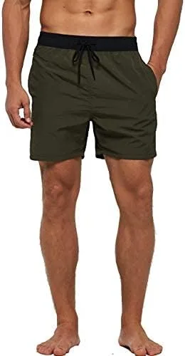Vista 3 de SILKWORLD - Trajes de baño para hombre, pantalones cortos de playa de secado rápido con bolsillos