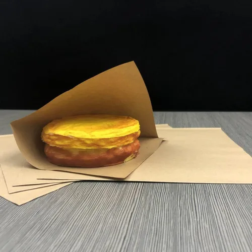 Vista 2 de Bolsas de papel kraft para sándwich de 5.9 x 5.9 in, 100 bolsas de papel kraft resistente a la grasa de grado alimenticio, bolsas de doble apertura