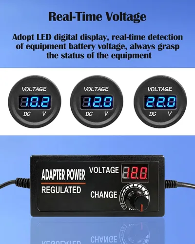 Vista 3 de Panel de interruptor basculante impermeable de 6 posiciones con pantalla digital LED azul, voltímetro, doble puerto de carga USB de 5 V, toma