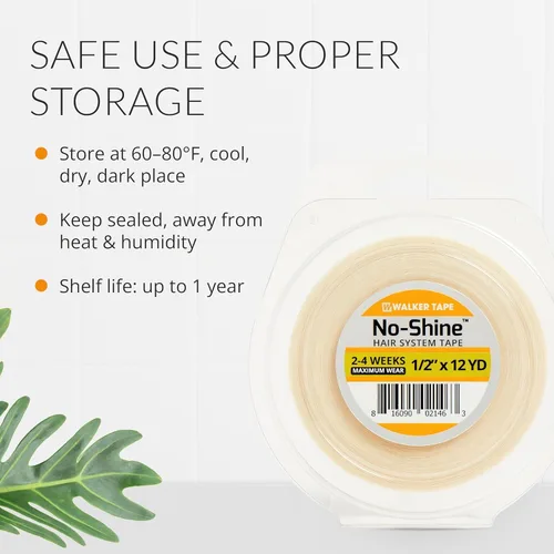 Vista 7 de Walker Tape No-Shine - Rollo de cinta para sistema capilar de 1/2 pulgada x 12 yardas, cinta hipoalergénica de doble cara para pelucas, sistemas
