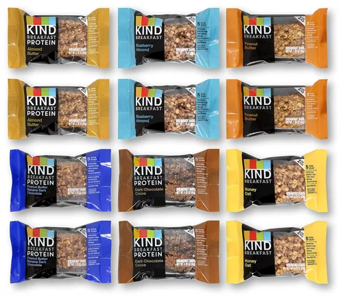 Vista 5 de Niro Surtido Kind Breakfast Protein Bar & Kind Breakfast Bars Paquete variado de aperitivos 6 sabores – 12 paquetes – 2 barras en cada paquete