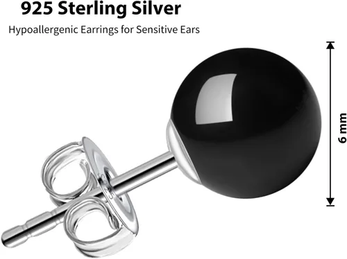 Vista 2 de 681011mm Black Pearl Stud Earrings for Women - 925 Sterling Silver Hypoallergenic Earrings Jewelry Gift