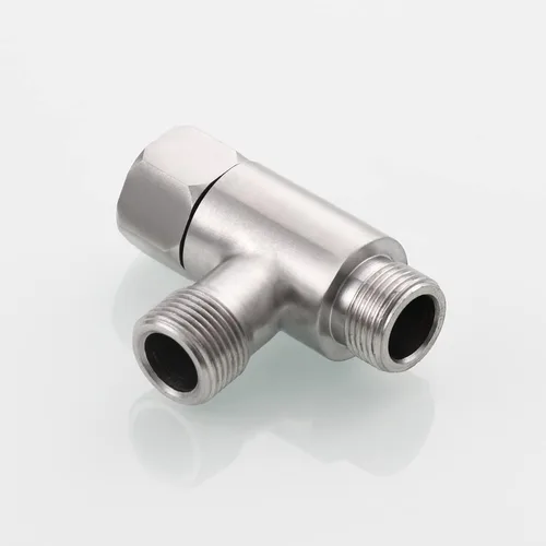 Vista 8 de Tecmolog Add On Tee Fitting Divisor de línea de suministro de agua de inodoro de acero inoxidable 3/8 "x 3/8" x 3/8", níquel cepillado, 1 unidad