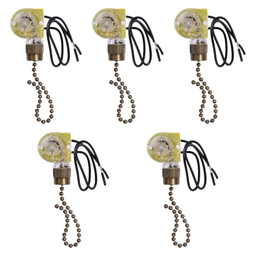 Vista 6 de 5 Pieces Fan Light Pull Switch Zing Ear Ze-109 with Beaded Chain Replacement Pull Chain Switch Control for Ceiling Fan and Table Lamp- Agent