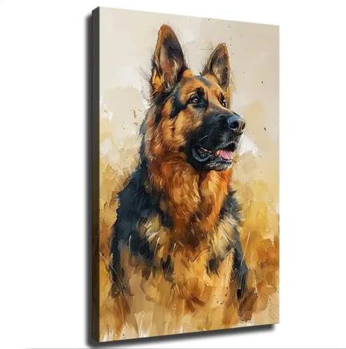 chenmjj Póster impreso con retrato de pastor alemán, póster retro pintado moderno para el hogar, dormitorio, habitación, decoración estética, arte