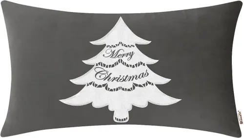 Vista 13 de BRAWARM Christmas Pillow Cover 18 X 18 Inches, Black Reindeer Embroidered Pillow Cover, Soft Velvet Decorative Throw Pillow for Couch Bed Sofa