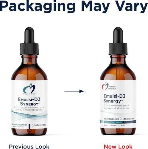 Vista 3 de Designs for Health Emulsi-D3 Synergy - Líquido de vitamina D de 2000 UI con vitamina K, líquido emulsionado D3 K2 gotas para apoyo del sistema