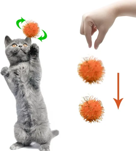 Vista 4 de yuntop Paquete de 70 bolas brillantes de colores surtidos, bolas de oropel con brillantina, bolas de brillo para gatos, juguetes interactivos