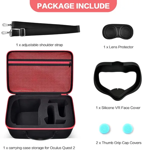 Vista 2 de Funda de transporte para Metapara Oculus Quest 2 todo en uno VR Gaming Headset y controles táctiles, bolsa de almacenamiento Trave con cubierta