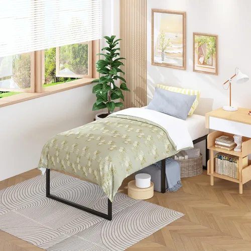 Vista 4 de Lutown-Teen Marcos de Cama Plataforma Individual de 18 Pulgadas de Metal Resistente Sin Necesidad de Somier, Sin Ruido, Fácil Montaje, Negro