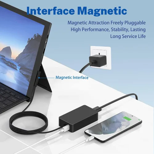 Vista 7 de Cargador original para portátil de 65 W, 44 W, 1796, 1706, 1800, 1625, compatible con Microsoft Surface Pro 10 9 8 7+ 7 6 Windows 5 4 3 2 Fit