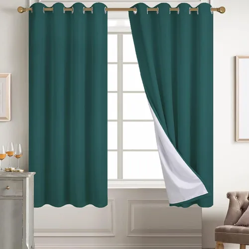 Vista 79 de Diraysid Cortinas 100% opacas de lino negro para dormitorio, con ojales, aislamiento térmico, cortinas de oscurecimiento de habitación