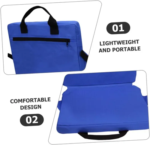 Vista 6 de Cojín portátil para silla al aire libre con soporte para la espalda, tela Oxford y algodón perlado, almohadilla de asiento de estadio para camping
