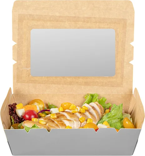 Vista 10 de Restaurantware Cafe Vision - Cajas desechables de 42 onzas para llevar, 200 cajas de papel para alimentos, bloqueo de bisagra, resistente a