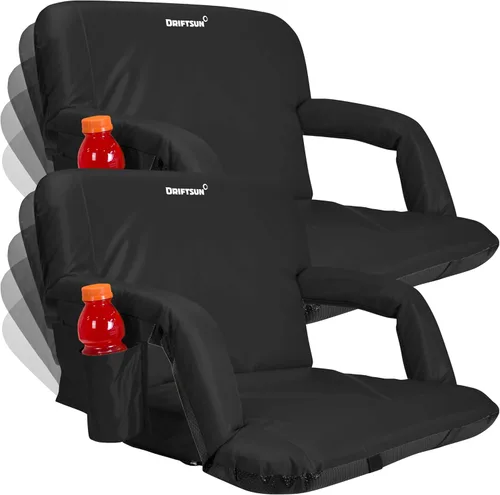 Vista 8 de Driftsun Asientos de estadio extra anchos con respaldo – Sillas plegables de lujo para gradas – Silla deportiva plegable impermeable – Fácil