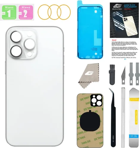 Vista 18 de Reemplazo de cristal trasero para iPhone 13 Pro Max con herramientas de reparación, reemplazo de cubierta trasera de gran agujero para todos