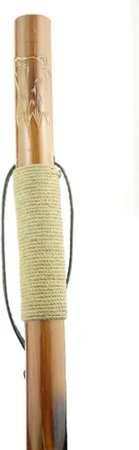 Vista 2 de Se ws626-55rw bastón con mango de tallado de madera con cuerda envuelto natural, punta de acero espiga de metal reforzado protector de 55 pulgadas