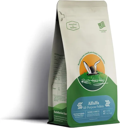 Vista 8 de Rabbit Hole Hay - Pellets de alfalfa totalmente naturales para mascotas pequeñas - 12 oz - Mezcla rica en nutrientes