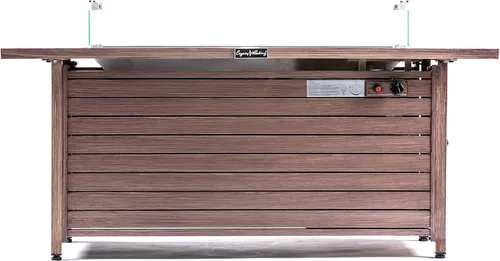 Vista 8 de Mesa para fogata de propano de 57 pulgadas, 50000BTU, mesa rectangular para fogata de gas al aire libre, mesa de hoguera con tapa y protector contra