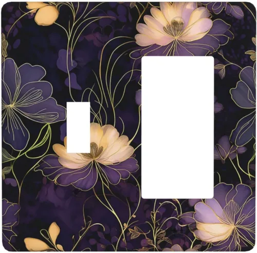 Vista 20 de Cubiertas de enchufe de pintura floral de grafiti de girasol abstracto, 1 palanca, 1 combinación basculante, placas de interruptor eléctrico, placa