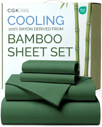 Vista 12 de Sábanas de bambú 100% rayón derivado de bambú, tamaño individual XL, sábanas refrescantes para individual XL, ropa de cama suave, transpirable