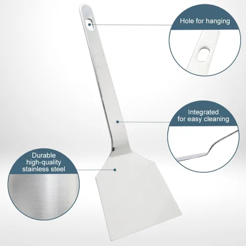 Vista 2 de TIKUSAN Okonomiyaki - Espátula para barbacoa de acero inoxidable, fabricada en Japón (4.7 x 10.8 pulgadas)
