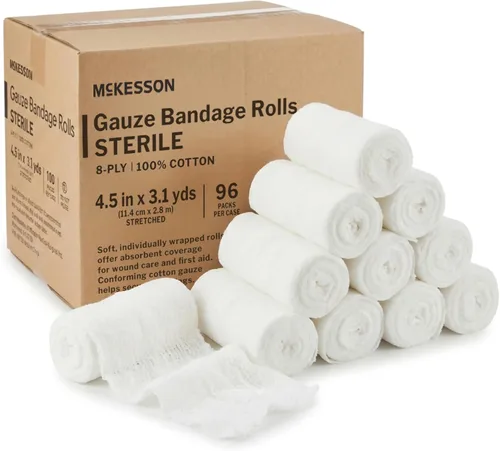Vista 10 de McKesson 1 vendaje de gasa estéril, 4.5 pulgadas x 3.1 yardas, suministros médicos de primera calidad de 8 capas y suministros de primeros auxilios