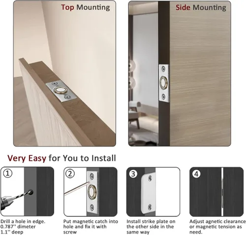Vista 47 de JQK Herrajes para puerta de clóset, acero inoxidable ajustable con placa de golpeo, bronce antiguo, paquete de 2 unidades, HBC100-QG-P2