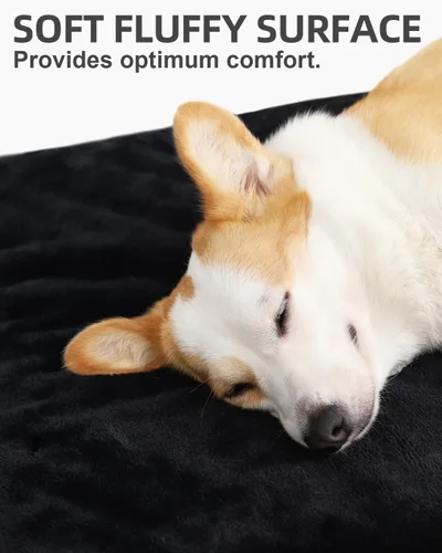 Vista 3 de KSIIA - Cama ortopédica para jaula de perro, impermeable, para perros pequeños, de felpa, lavable, con espuma tipo caja de huevo y funda Negro