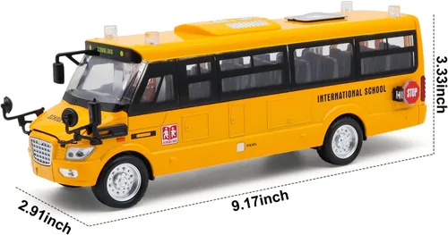 Vista 2 de School Bus Toy for Toddlers - 9" Die-cast Pull Back Cars with Sounds Lights and Openable Doors, School Bus Toys for Kids Ages 4-8